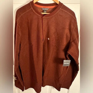 NWT Eddie Bauer Men’s Long Sleeve Shirt Three Snap Henley Size Extra Large